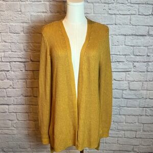 Pinque Women's L Mustard Open Front Knit Cardigan Boho Cottagecore